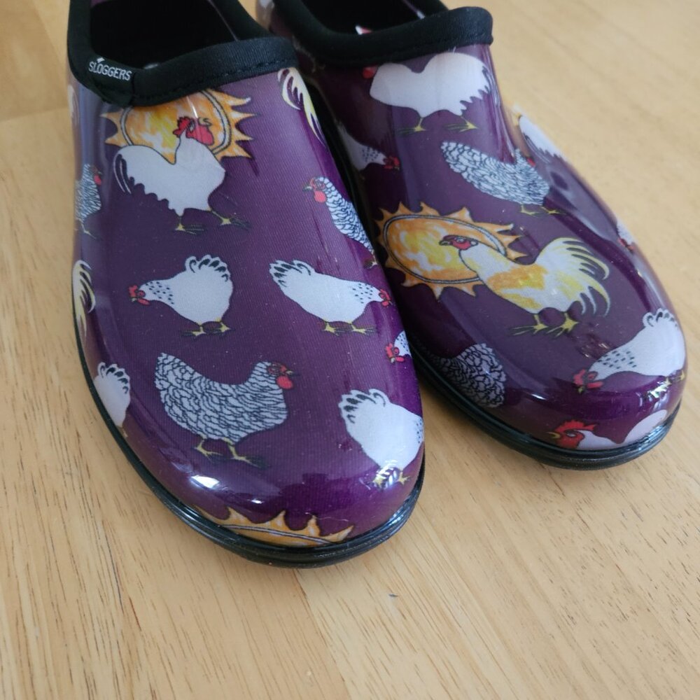 Sloggers Rain & Garden Shoes - Chicken Purple - size 10 - NWT - Picture 3 of 10
